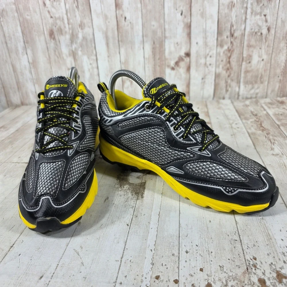 Heelys Roller Shoes Kids Youth Size 6 Black Yellow Silver Skate Sneakers 7973